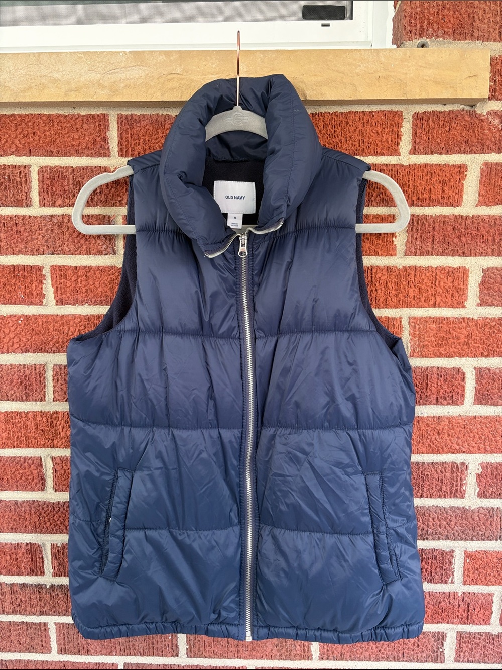 Old Navy Navy Quilted Puffer Vest with Stand Collar